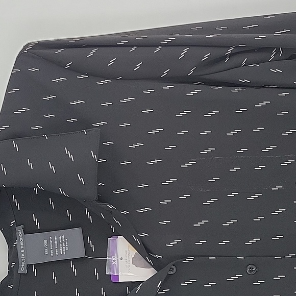 Chelsea & Theodore Black Blouse with White Pattern NWT - Picture 6 of 15